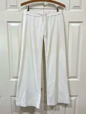 Mango Casual Wear White Drawstring Wide Leg Lightweight Cotton Pants Sz 4